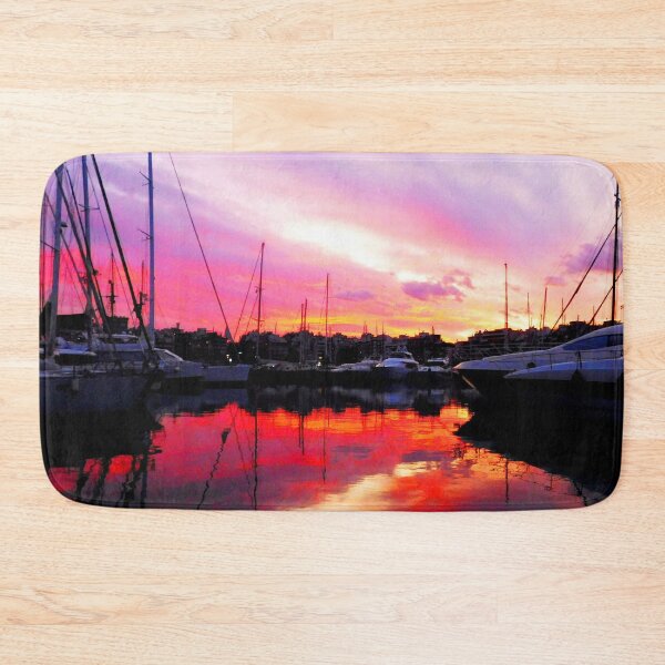 Item preview, MARITIME #30 - Mirror Reflection of Red Sunset at Marina designed and sold by DEL-Productions.