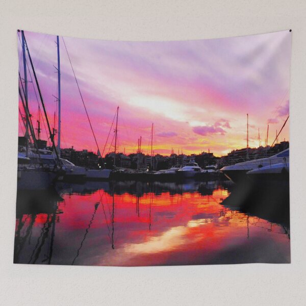Item preview, MARITIME #30 - Mirror Reflection of Red Sunset at Marina designed and sold by DEL-Productions.