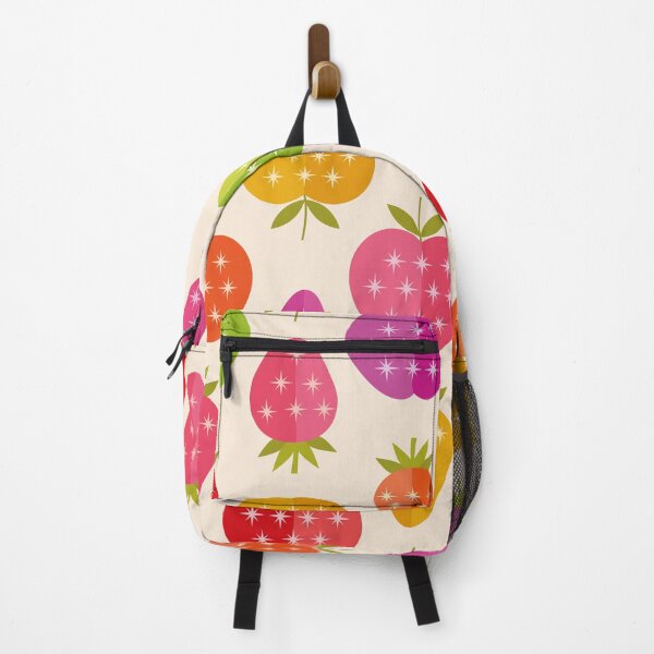 Item preview, Mid Century Apples and Strawberries Pattern with retro atomic stars designed and sold by Yasminepatterns .