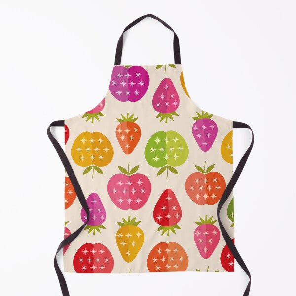 Item preview, Mid Century  Apples and Strawberries Pattern with retro atomic stars  designed and sold by Yasminepatterns .