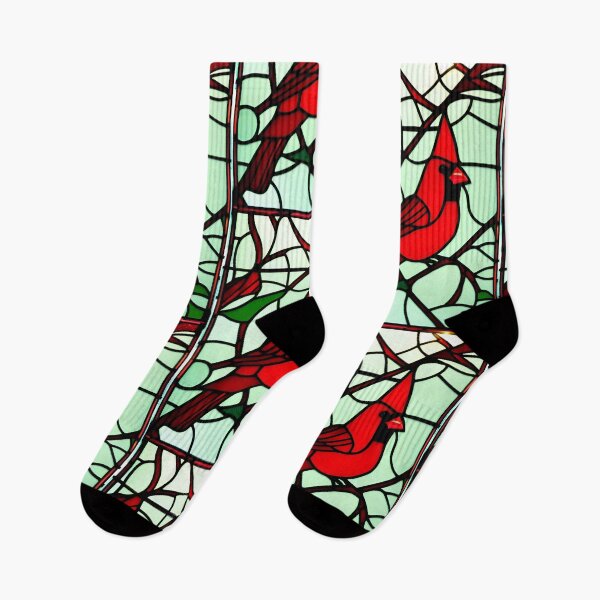 Item preview, Red Cardinal Bird Stained Glass Design Artwork designed and sold by StickerBird.