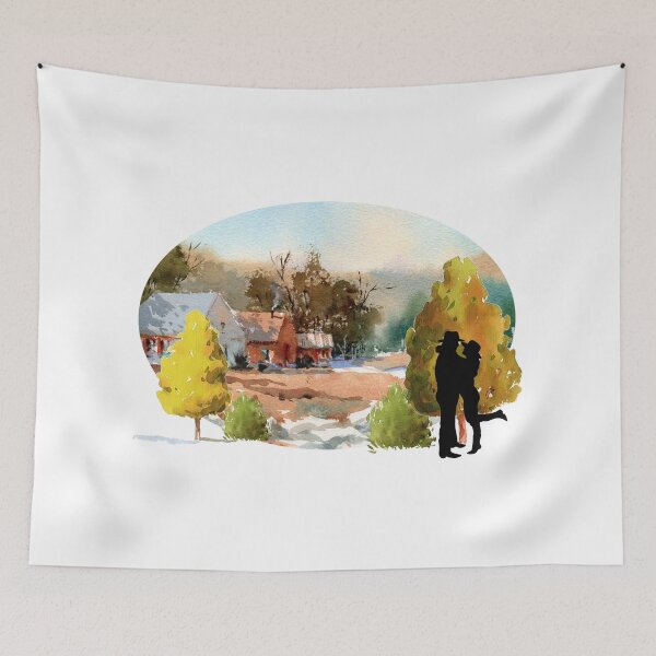 Item preview, Watercolor Painting of Cowboy and Cowgirl Couple designed and sold by It's On Backwards.