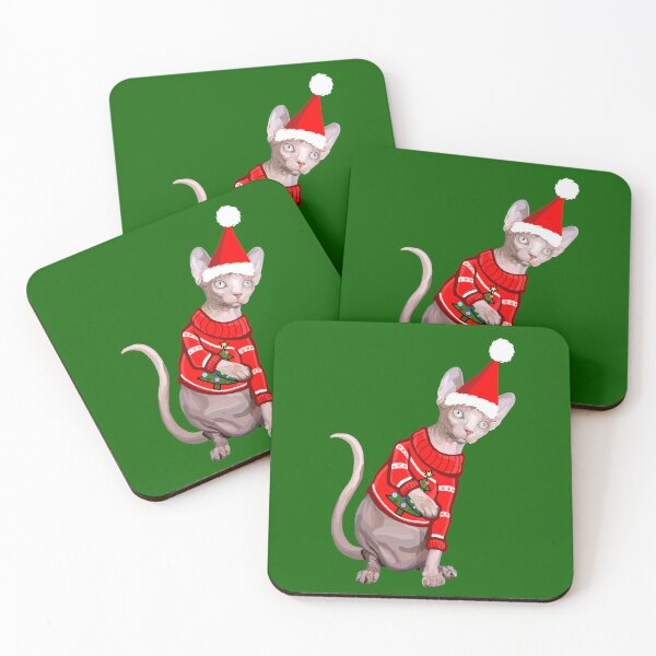Item preview, Acogedor gato Sphynx navideño designed and sold by Deborah Camp.