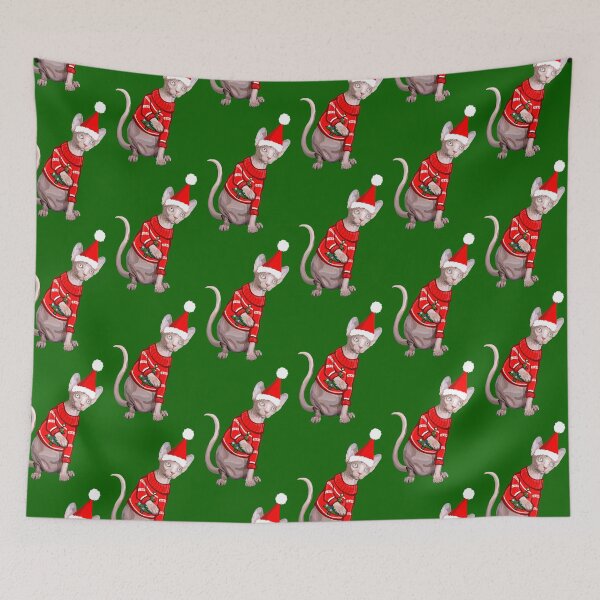 Item preview, Acogedor gato Sphynx navideño designed and sold by Deborah Camp.