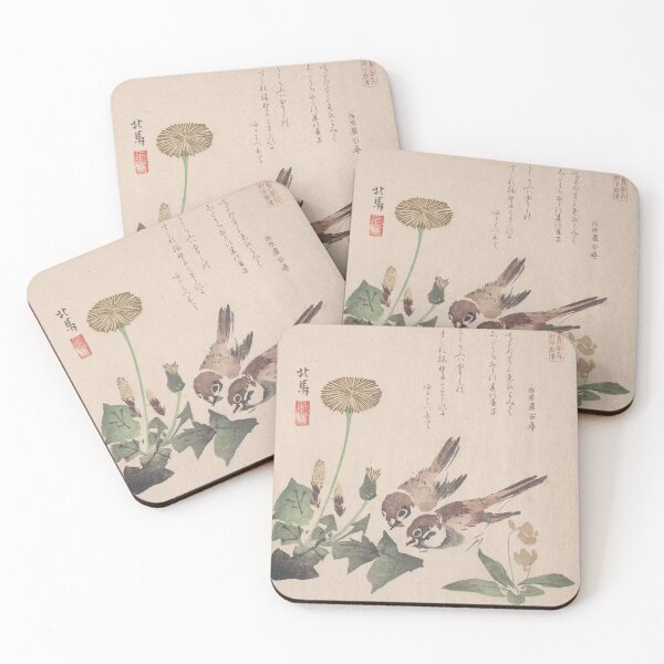 Item preview, Sparrows and Dandelions | Japanese Edo Art (kachō) designed and sold by andydavistech.