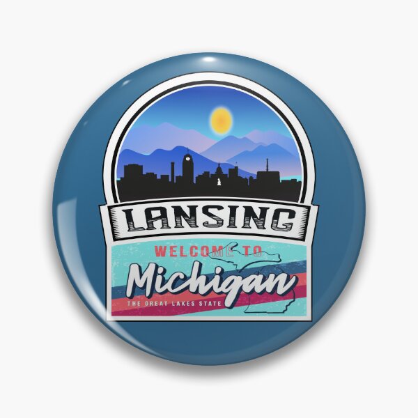 Artikelvorschau, Lansing, Willkommen in Michigan, Bundesstaat der Großen Seen | Michigan State and Cities Series -33 entworfen und verkauft von WorldStateArt.