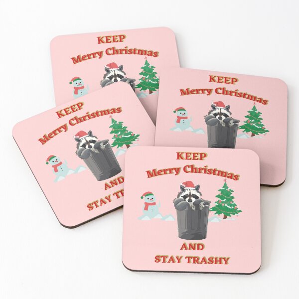Item preview, Keep Merry Christmas and Stay Trashy Funny Raccoon designed and sold by LarksDrawings.