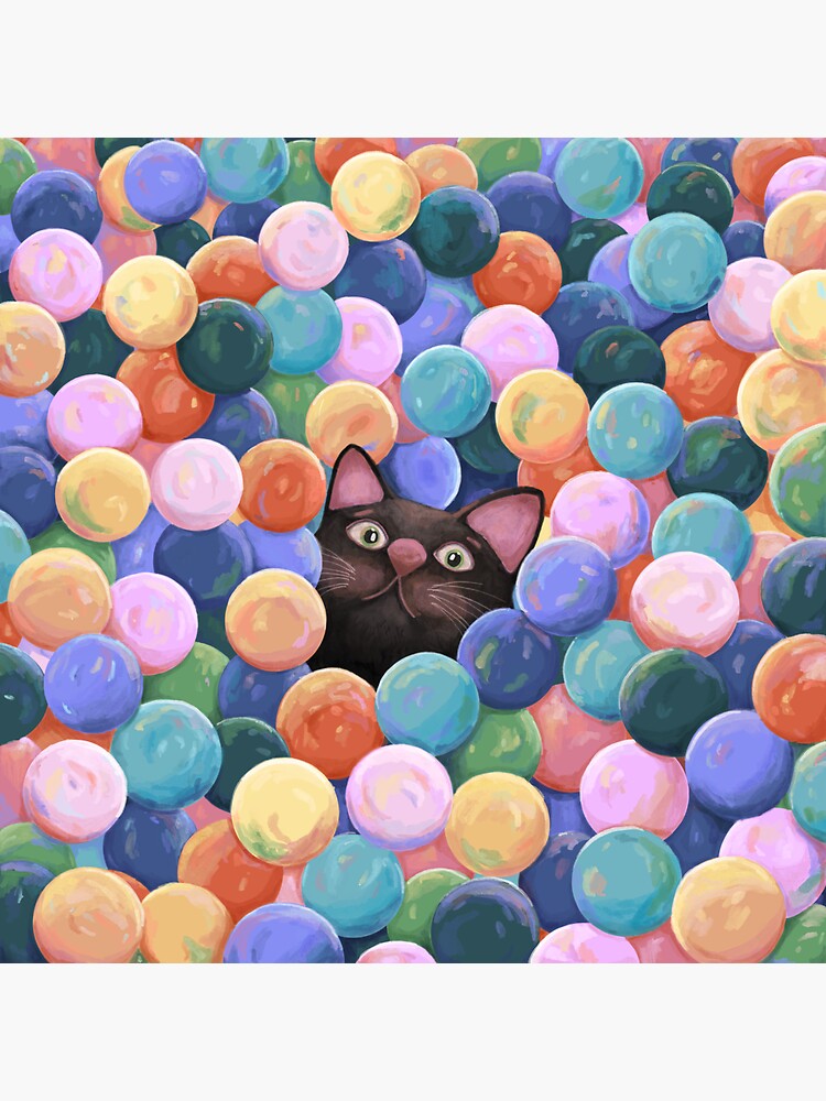 "Ball Pit Cat" Sticker for Sale by keo3 Redbubble