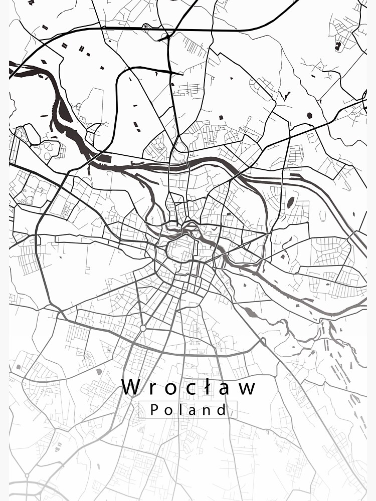 "Wroclaw Poland City Map white" Sticker for Sale by RobinNiemczyk