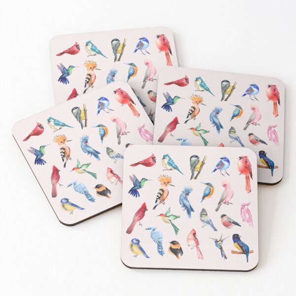 Item preview, Cute Whimsical Colorful Watercolor Birds,  designed and sold by BohemiWANDERS.