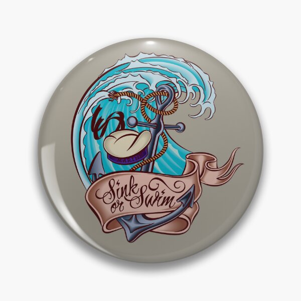 Item preview, Sink or Swim Marines Nautical Wave Anchor designed and sold by ChristinasMess.