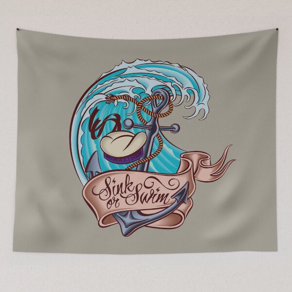 Item preview, Sink or Swim Marines Nautical Wave Anchor designed and sold by ChristinasMess.
