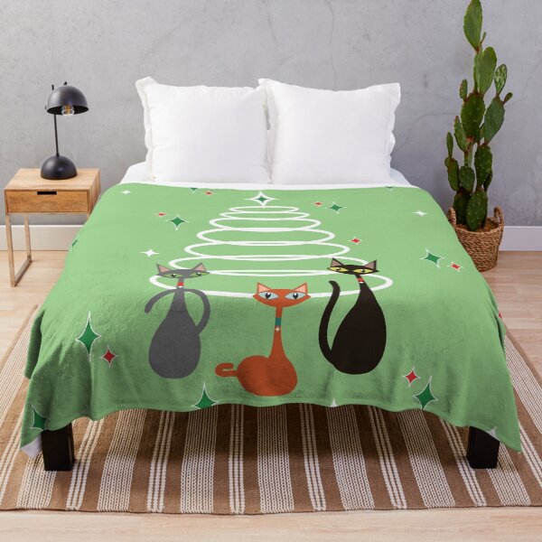 Item preview, Mid Mod Christmas Tree Cats - Red and Green designed and sold by 7SistersGraphX.