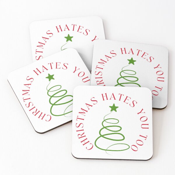 Item preview, Christmas Humor. Rude, Offensive, Inappropriate Christmas Card. Christmas Hates You too. Red and Green designed and sold by That Cheeky Tee.