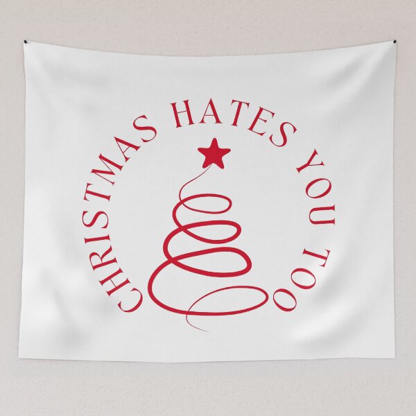 Item preview, Christmas Humor. Rude, Offensive, Inappropriate Christmas Card. Christmas Hates You too. Red designed and sold by That Cheeky Tee.