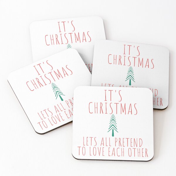 Item preview, Christmas Humor. Rude, Offensive, Inappropriate Christmas Card. It's Christmas Lets All Pretend To Love Each Other. Red designed and sold by That Cheeky Tee.