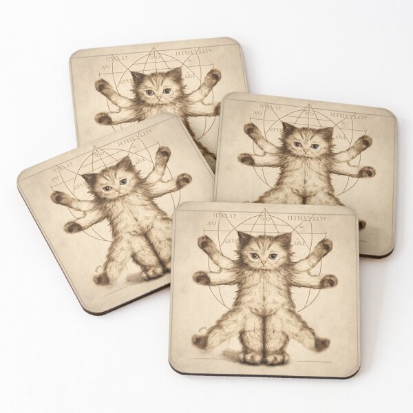 Item preview, Cute ancient Vitruvian kitten in Leonardo da Vinci style designed and sold by ArtifactVault.