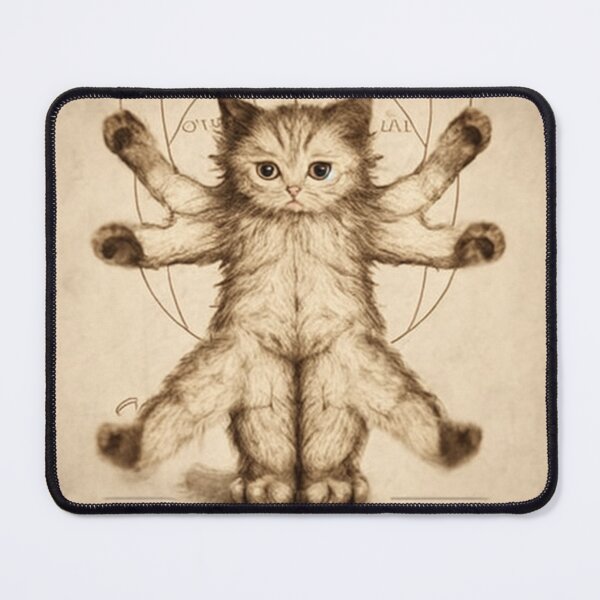 Item preview, Cute ancient Vitruvian kitten in Leonardo da Vinci style designed and sold by ArtifactVault.