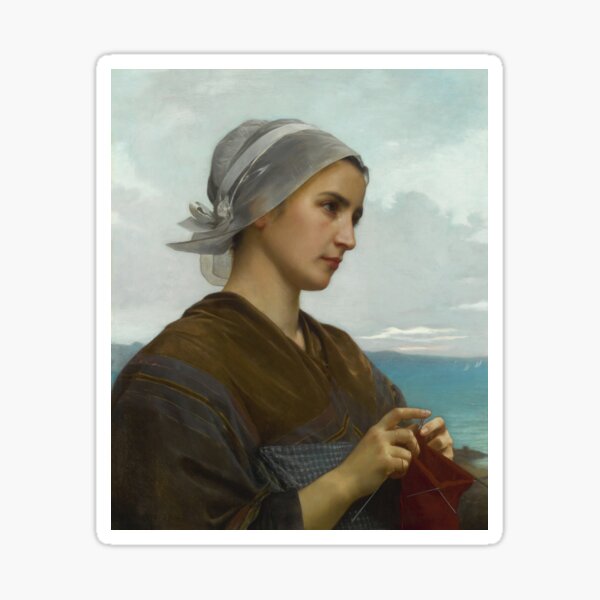 Item preview, Breton Knitter | William Bouguereau | 1871 French Art designed and sold by CJET.