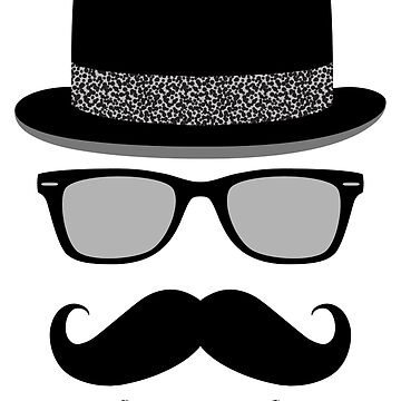 Hipster Man - Bowler Hat Glasses Mustache and Bowtie in Black