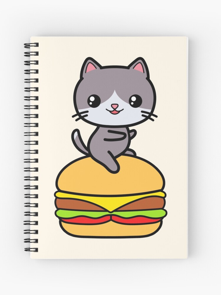 Cuaderno de espiral «Hamburguesa, gato, Kawaii, lindo» de awesomekawaii |  Redbubble