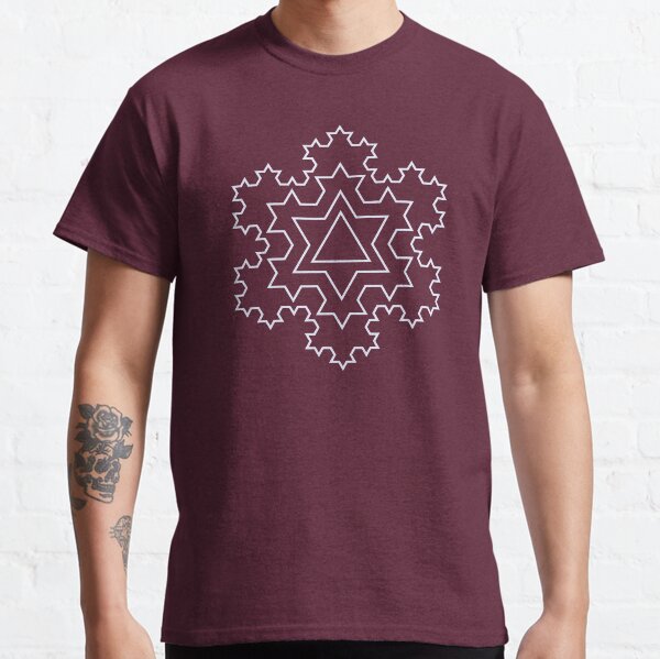 Koch Snowflake Fractal - White Outline Classic T-Shirt