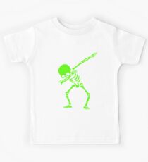 Dabbing Skeleton Green Kids Tee