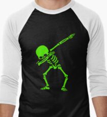 Dabbing Skeleton Green Men's Baseball ¾ T-Shirt