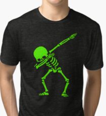 Dabbing Skeleton Green Tri-blend T-Shirt
