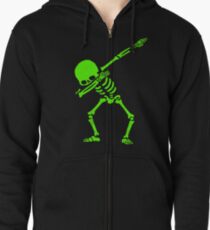 Dabbing Skeleton Green Zipped Hoodie