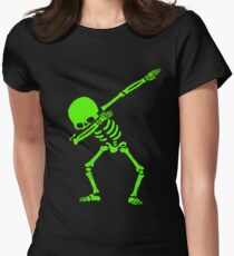 Dabbing Skeleton Green Women's Fitted T-Shirt