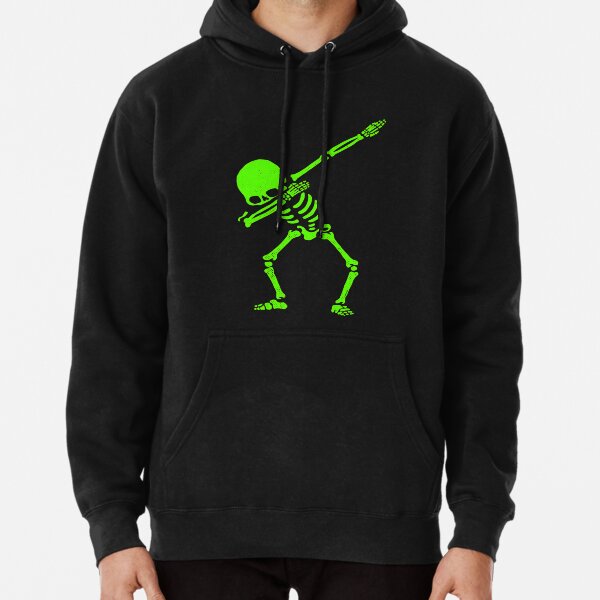 Dabbing Skeleton Green Pullover Hoodie
