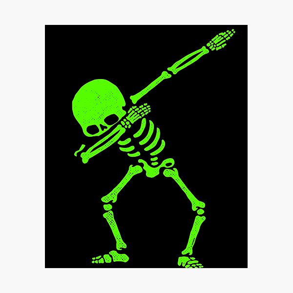 Dabbing Skeleton Green Photographic Print