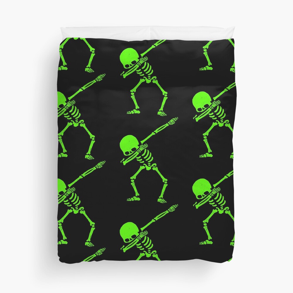 Discover Dabbing Skeleton Green Duvet Cover