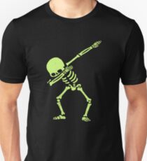 Dabbing Skeleton Fluorescent Green Slim Fit T-Shirt