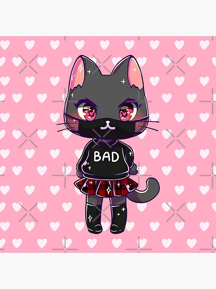 Cute Black Bad Kitten Girl Kawaii Art Board Print for Sale by AnyVuShop