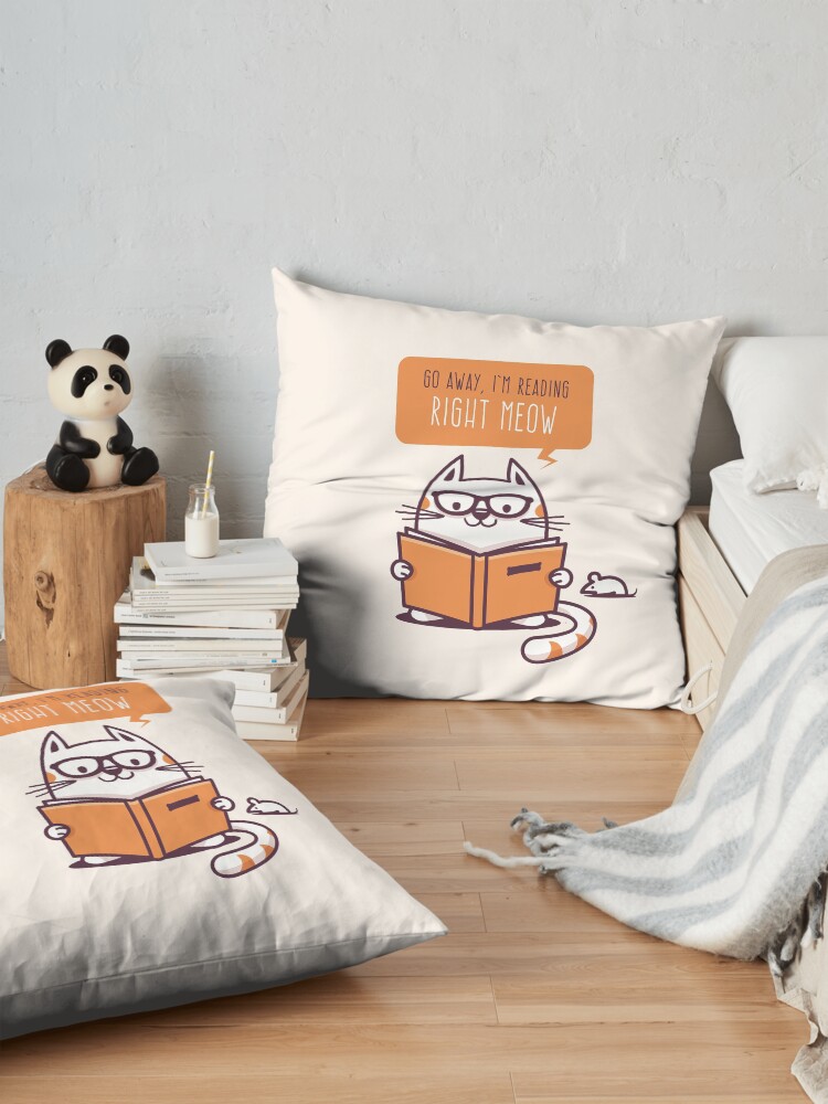 Alternate view of Reading Right Meow for book lovers Floor Pillow