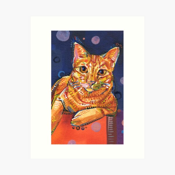 Graceful Charm: Ginger Cat Oil Painting Print - Wall Art for Cat