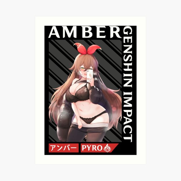 Amber Genshin Impact Anime Girl Waifu Fanart Art Print For Sale By Spacefoxart Redbubble