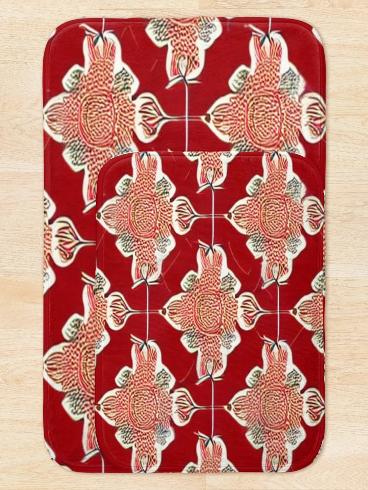 Thumbnail 5 of 6, Bath Mat, Red Renaissance Pattern designed and sold by calibrit.