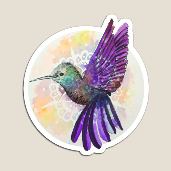 Hummingbird - Purple Mandala Magnet