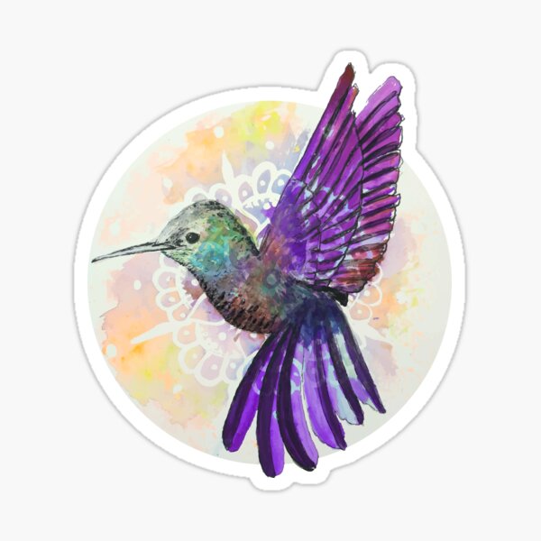 Hummingbird - Purple Mandala Sticker