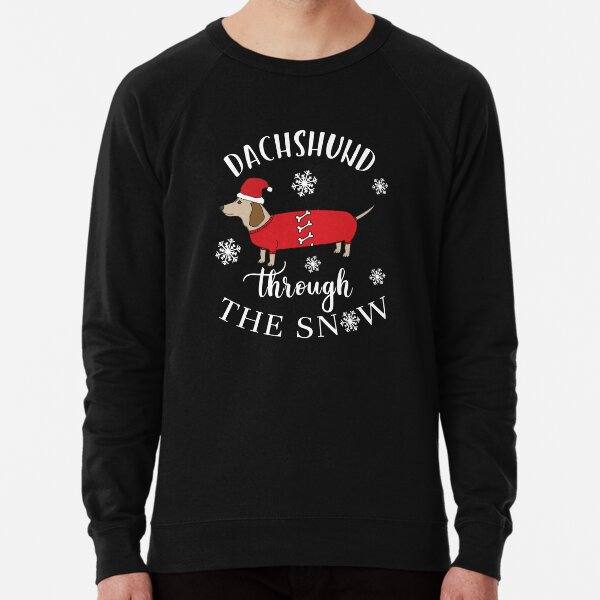 Wurst Hund Dackel Dashing durch den Schnee Red Jumper Leichter Pullover