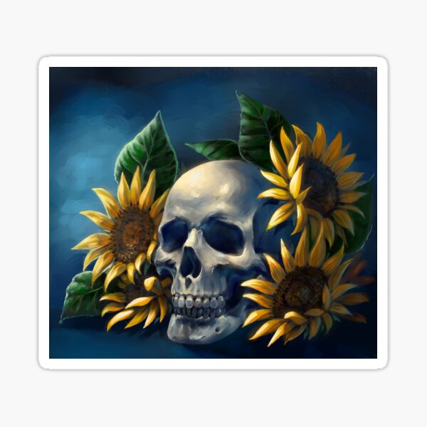 Skull and Sunflowers Sticker