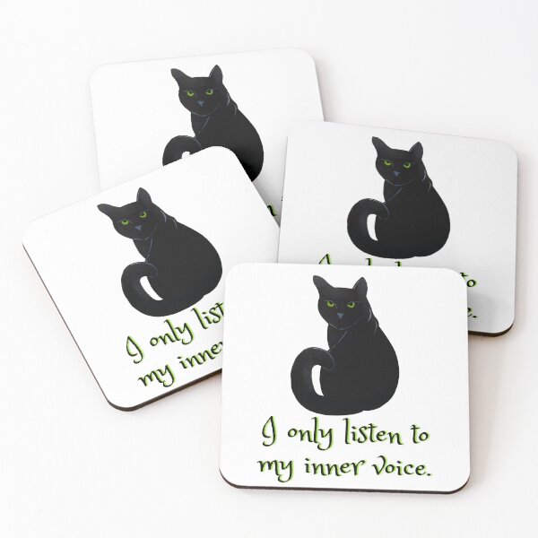 Item preview, I only listen to my inner voice, black cat 2 designed and sold by Ellen Hanney-Saligumba.