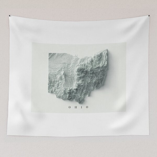 Item preview, Ohio, USA Relief Map 3D digitally-rendered designed and sold by ThinkAboutMaps.