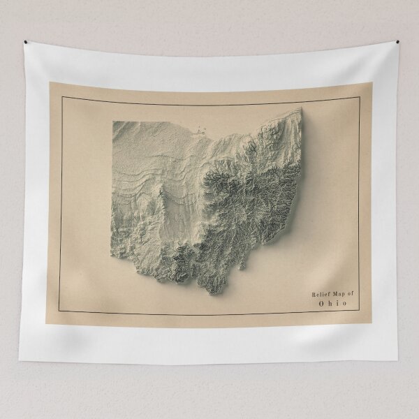 Item preview, Ohio, USA Relief Map 3D digitally-rendered designed and sold by ThinkAboutMaps.