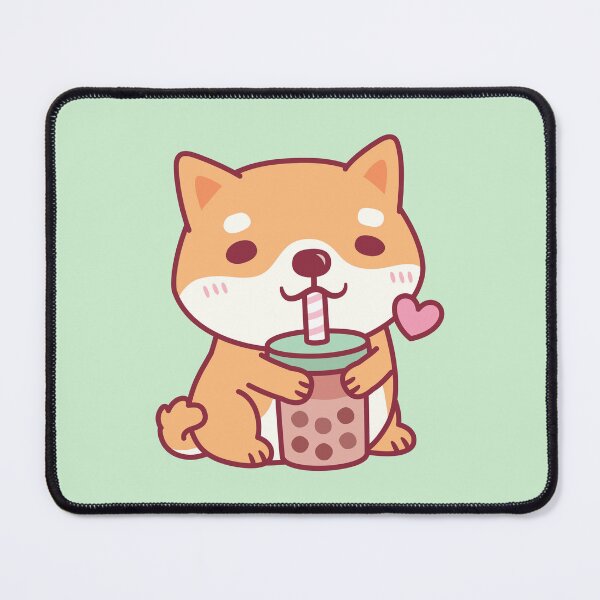 Item preview, Cute Shiba Inu Dog Loves Bubble Tea designed and sold by rustydoodle.