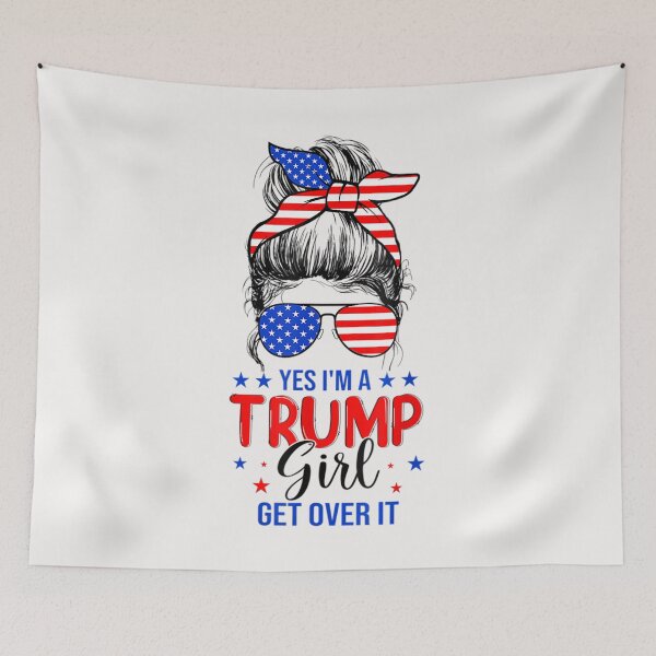 Item preview, Trump 2024 Messy Bun Yes I'm A Trump Girl Get Over Christmas T-Shirt designed and sold by Blue-Rechard.