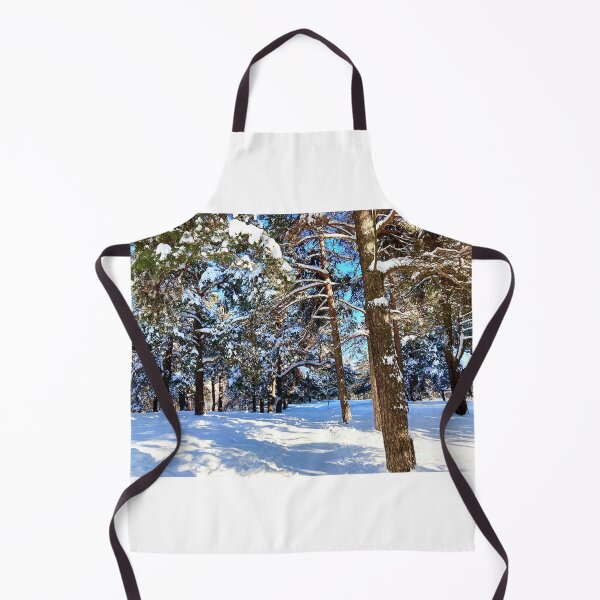 Item preview, Scene at the Sormovsky Park in Nizhny Novgorod with pine trees, foliage, trunks, snow and trail designed and sold by Kristina Drozd.